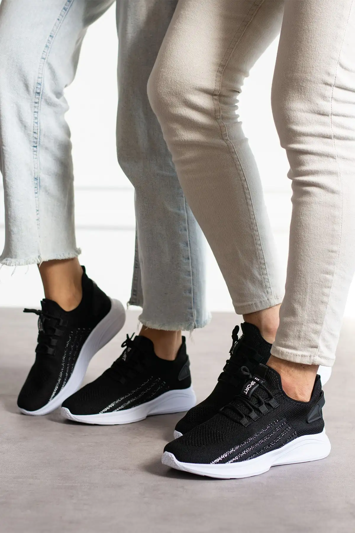 کفش بافتنی یونیسکس سفید مشکی - 736 کفش بافتنی یونیسکس سفید مشکی - 736