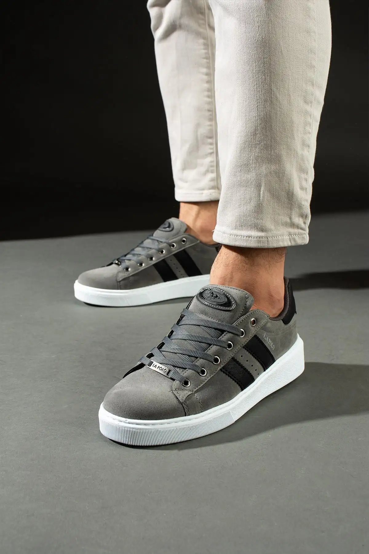 503 دودی مشکی رنگ سفید زیره بند کفش اسپرت مردانه گاه به گاه جیر - 290 503 دودی مشکی رنگ سفید زیره بند کفش اسپرت مردانه گاه به گاه جیر - 290