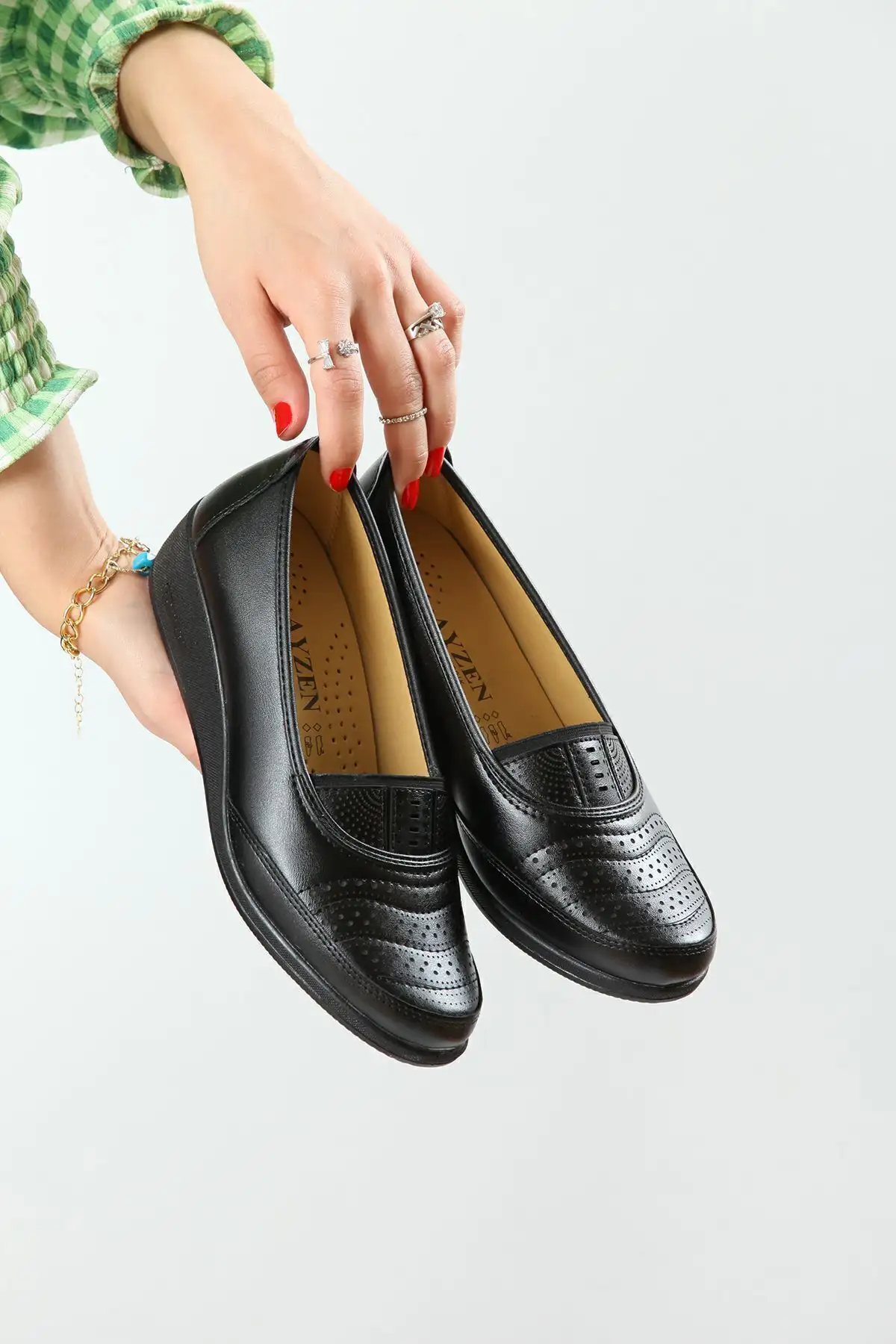 کفش کلاسیک زنانه مشکی Ayzen کفش مادر ارتوپدی کفش مادر بالرین کفش راحتی - 788 کفش کلاسیک زنانه مشکی Ayzen کفش مادر ارتوپدی کفش مادر بالرین کفش راحتی - 788