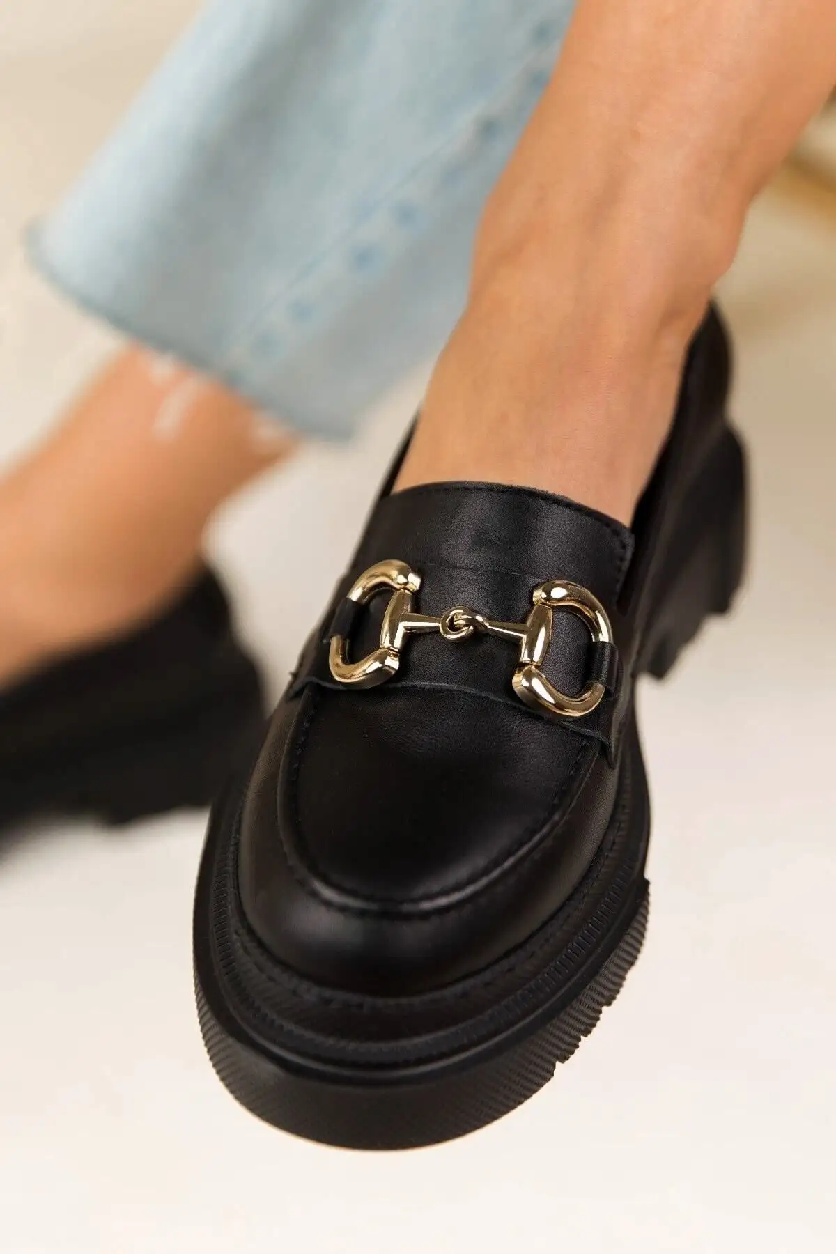 کفش ضخیم زنانه موکاسین لوفر Gld - 778 کفش ضخیم زنانه موکاسین لوفر Gld - 778