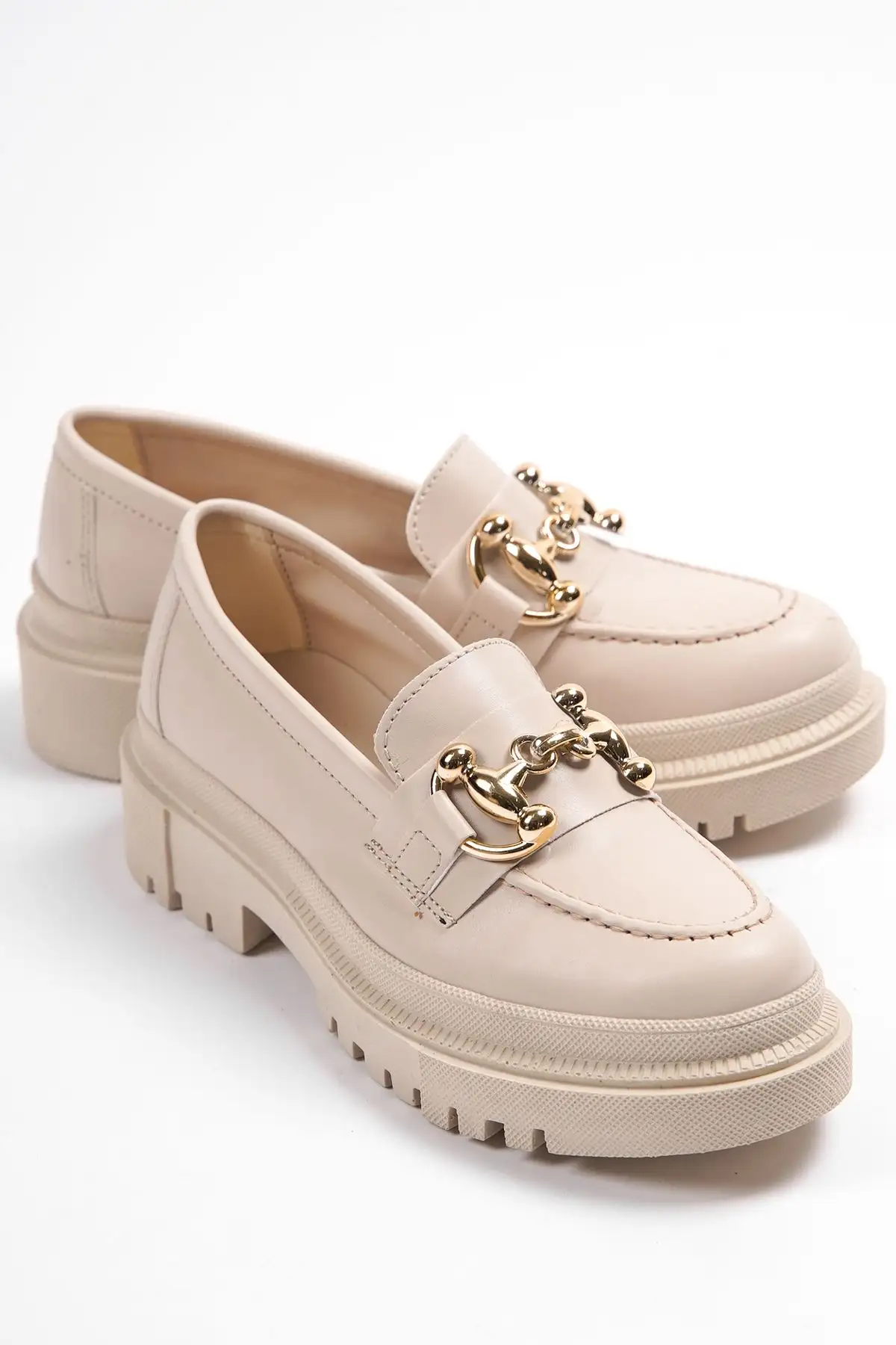 پنجه بیضی، سگک فلزی، کفی تراک زنانه اکرو بژ - 847 پنجه بیضی، سگک فلزی، کفی تراک زنانه اکرو بژ - 847