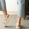 صندل زیره ضخیم زنانه بدون سگک - برنزه - 1155