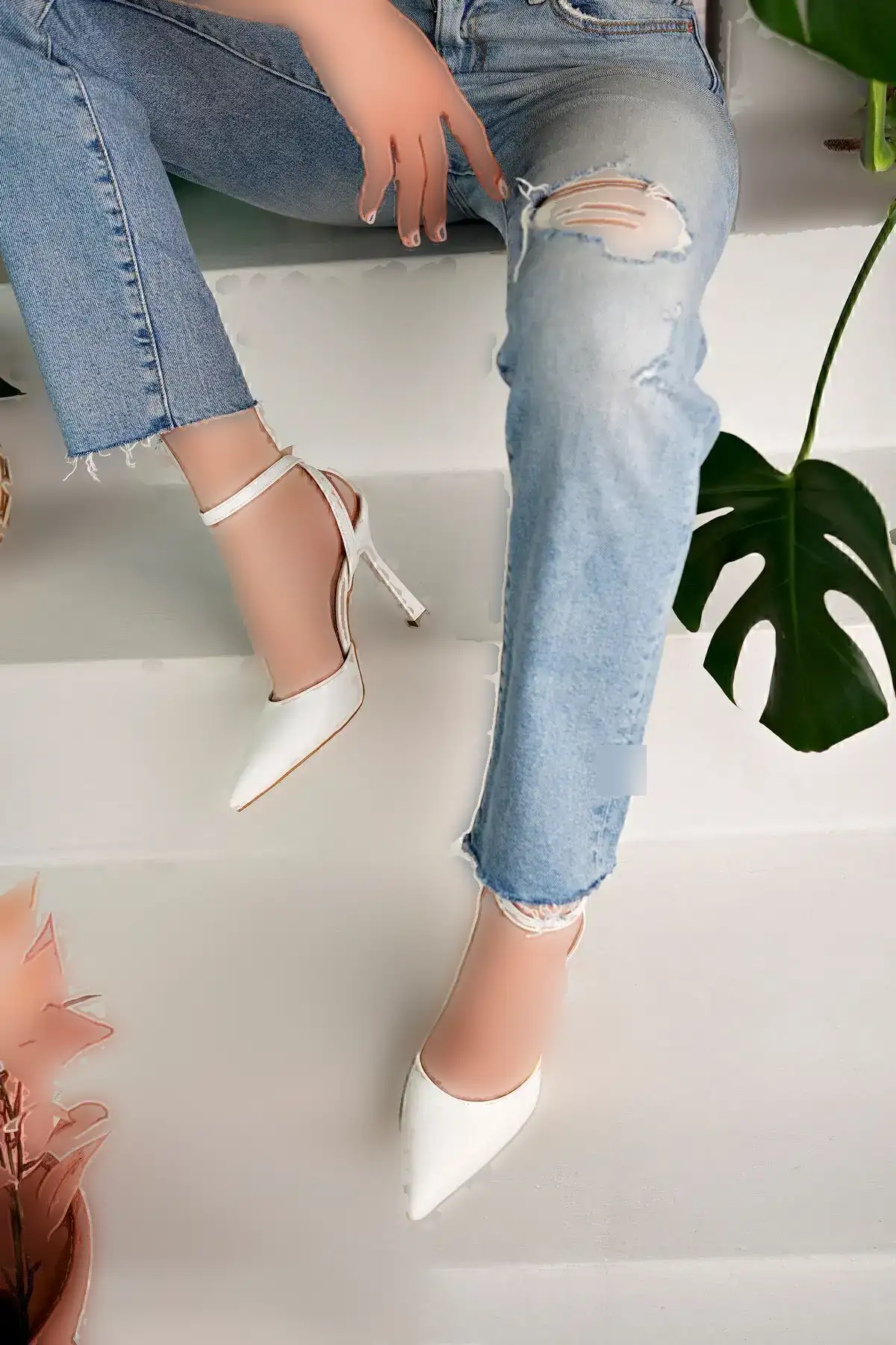 کفش پاشنه دار سفید زنانه - 457 کفش پاشنه دار سفید زنانه - 457