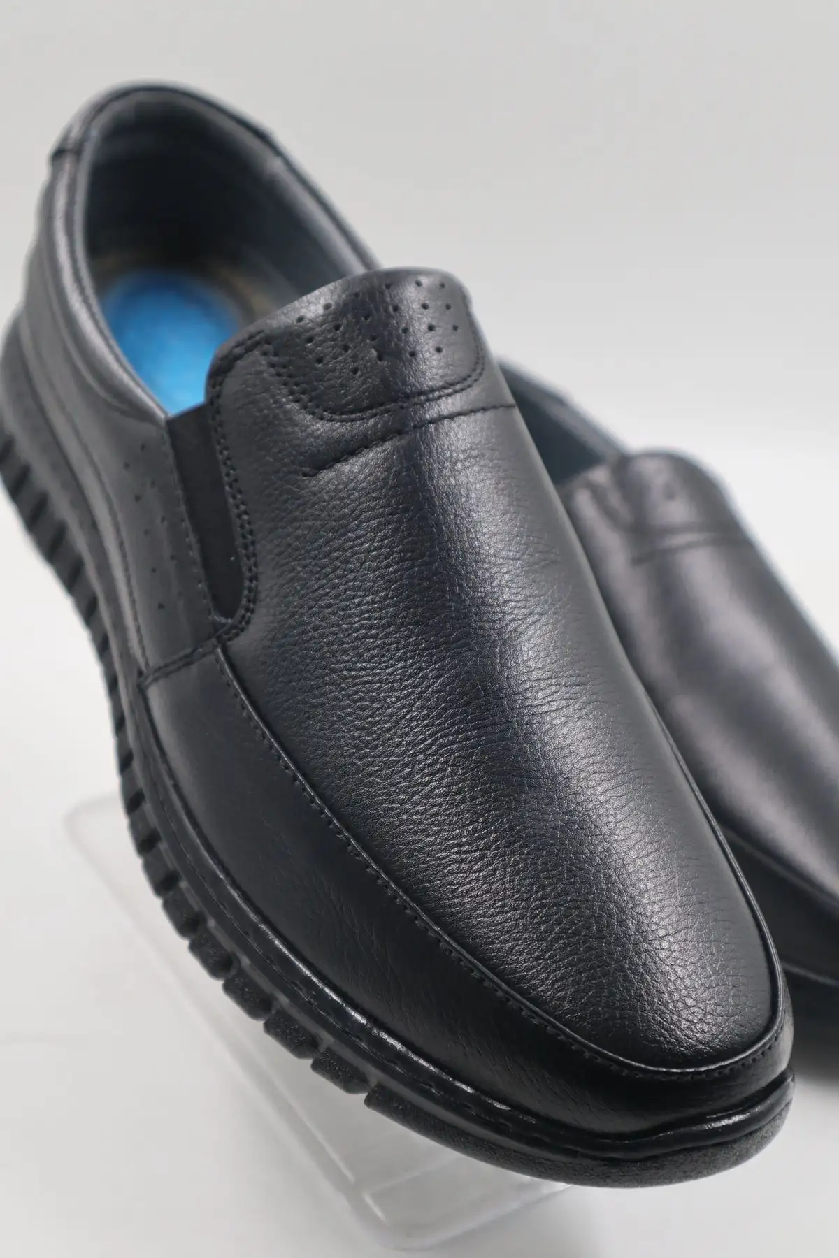 ژل مردانه چرم اصل کفش راحتی مشکی - 516