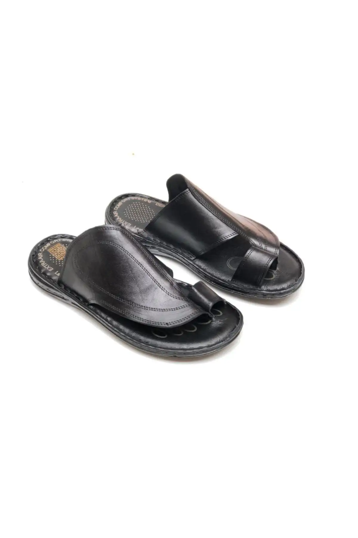 دمپایی دمپایی ارتوپدی چرم اصل مشکی مردانه - 531