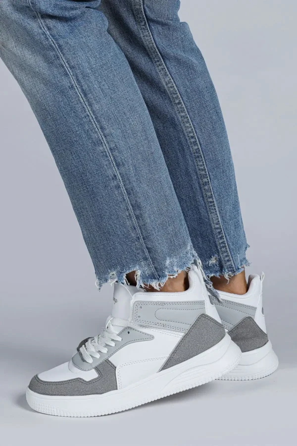 29100 High Top Grey - کفش کتانی زنانه سفید گاه به گاه اسپرت - 2