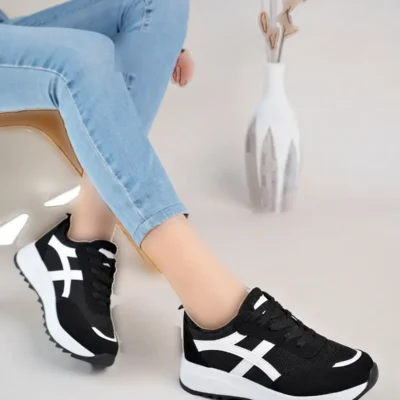 کفش ورزشی زنانه مشکی سفید مشکی - 312