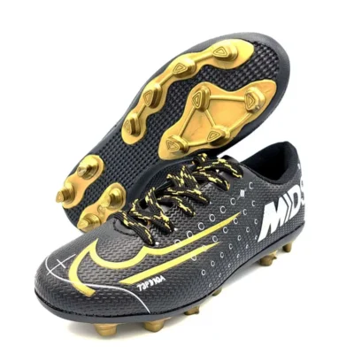 چکمه های فوتبال Unisex Mds 001 چکمه های فوتبال طلای مشکی کفش فوتبال چمن - 881