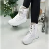 چکمه های برفی خزدار زنانه Daily White Bootie 815 - 1000 کف ضخیم زیپ دار بنددار
