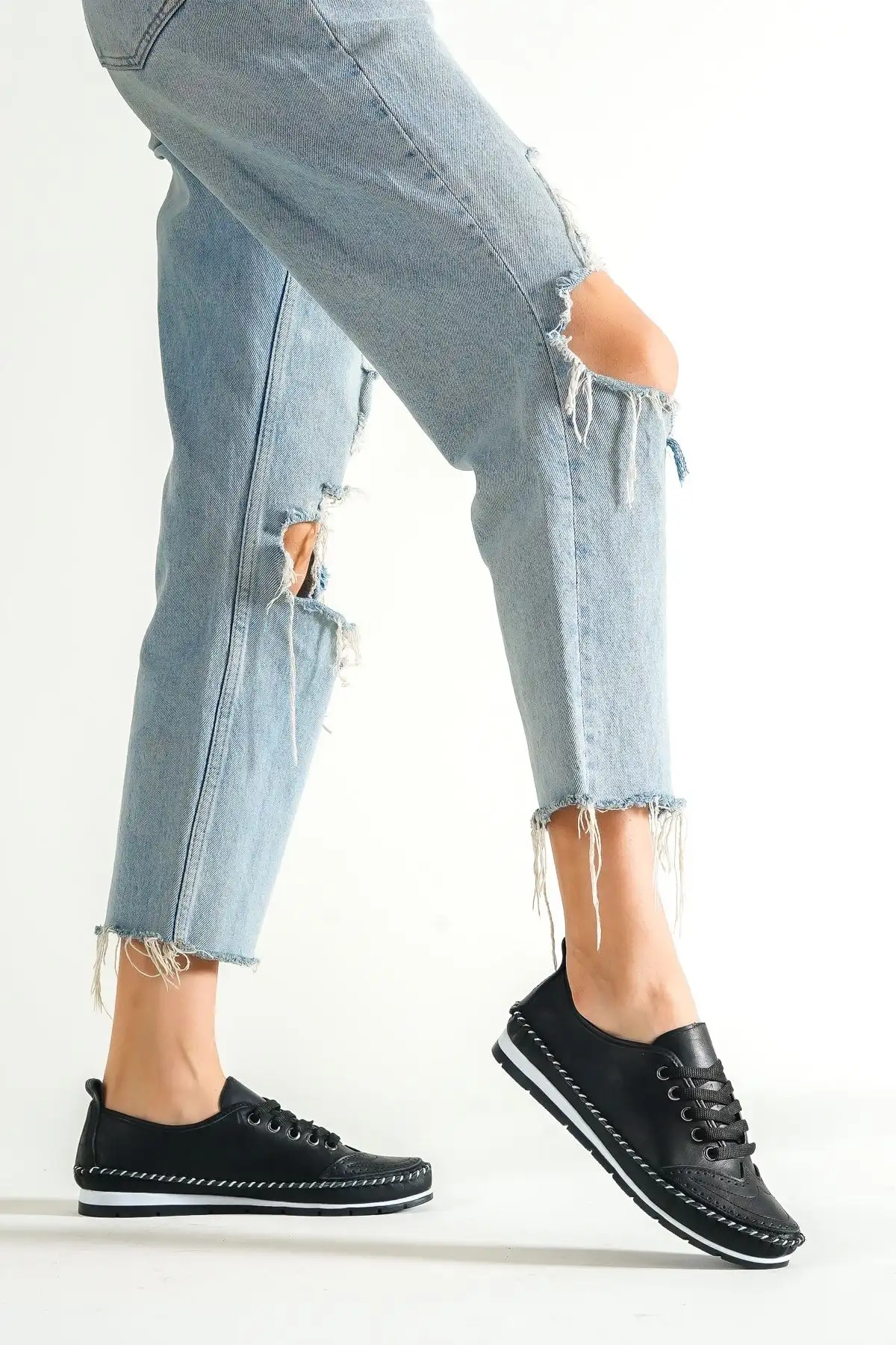 بالرین چرم زنانه مشکی چرم اصل - 855 بالرین چرم زنانه مشکی چرم اصل - 855