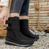 چکمه های برفی Unisex Furry Daily Velcro - مشکی - 1033