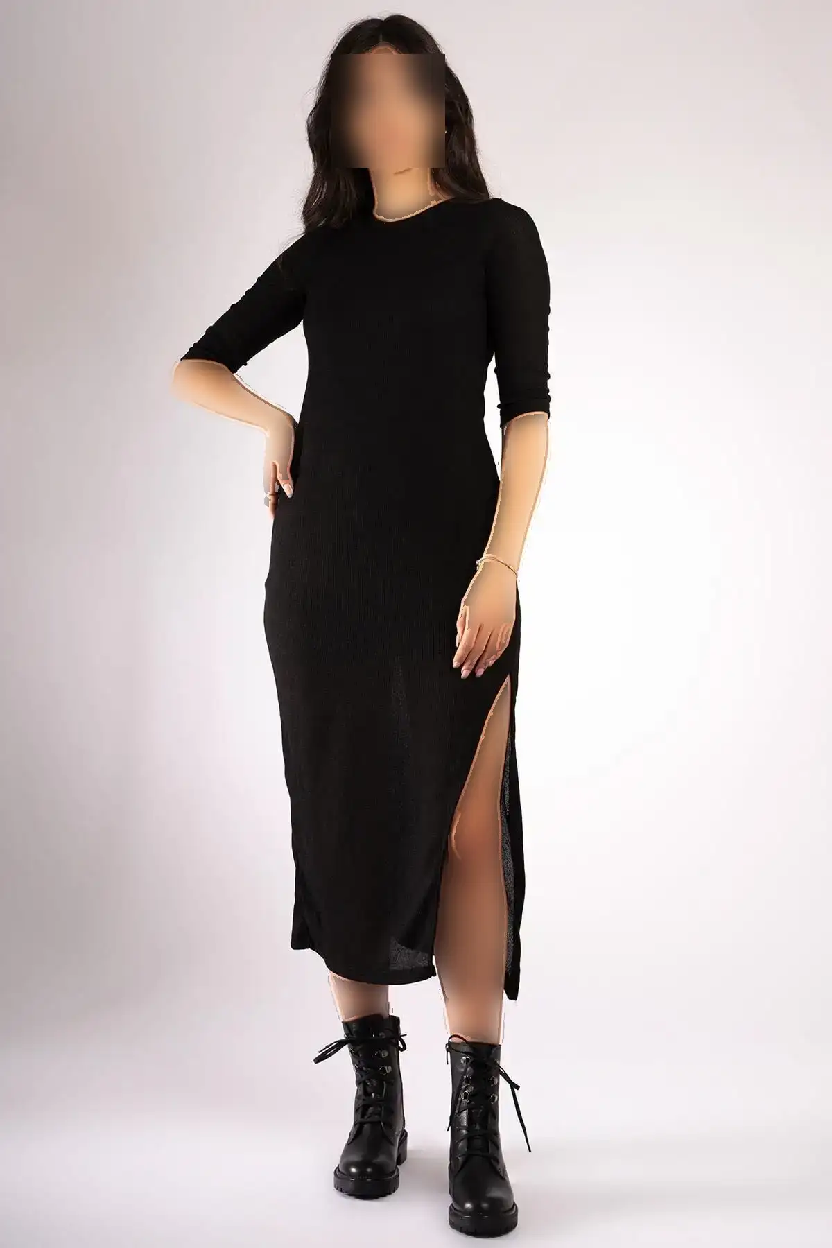 چکمه های بلند زنانه چرم اصل با زیپ در کناره و چکمه های توری دوخته شده - 111 چکمه های بلند زنانه چرم اصل با زیپ در کناره و چکمه های توری دوخته شده - 111