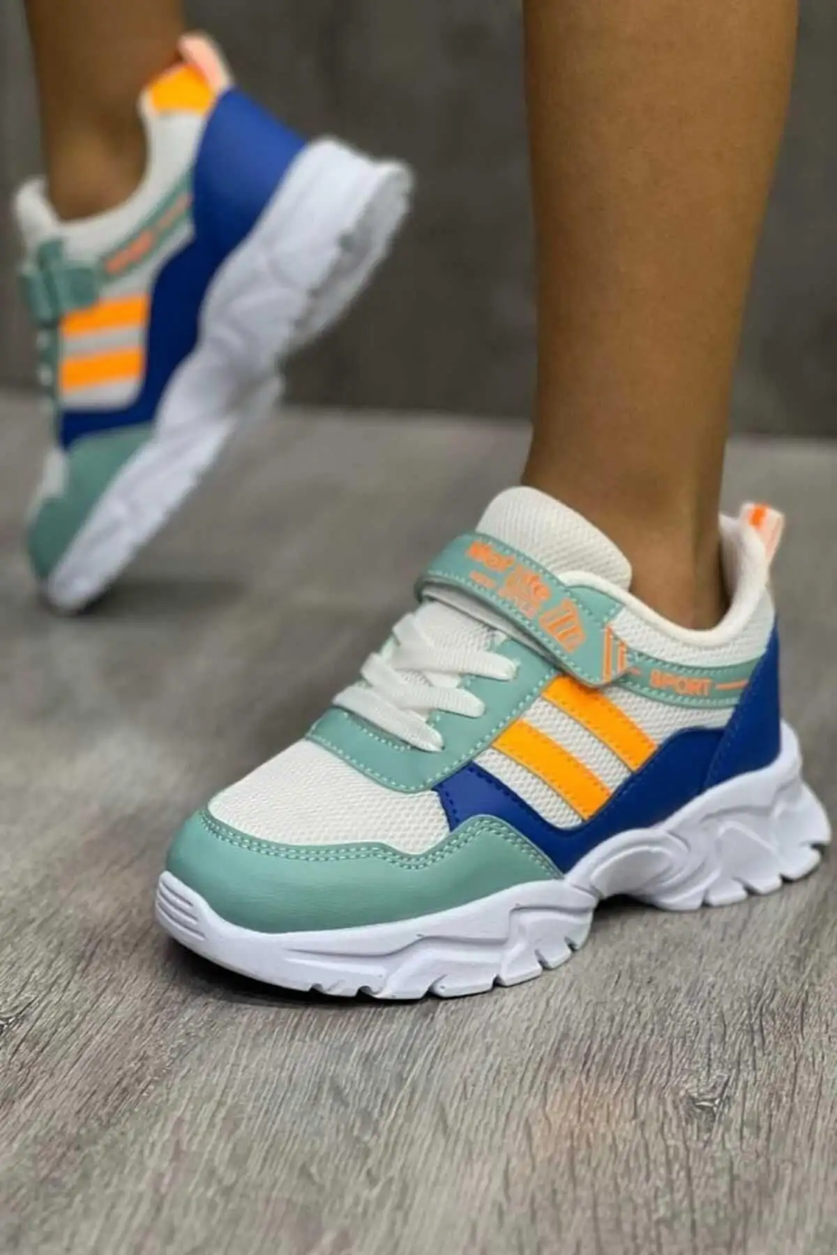 Elastic Velcro Soft Flexible Leatweight Breathable Unisex مشبک کفش ورزشی بچه گانه - 1388 Elastic Velcro Soft Flexible Leatweight Breathable Unisex مشبک کفش ورزشی بچه گانه - 1388