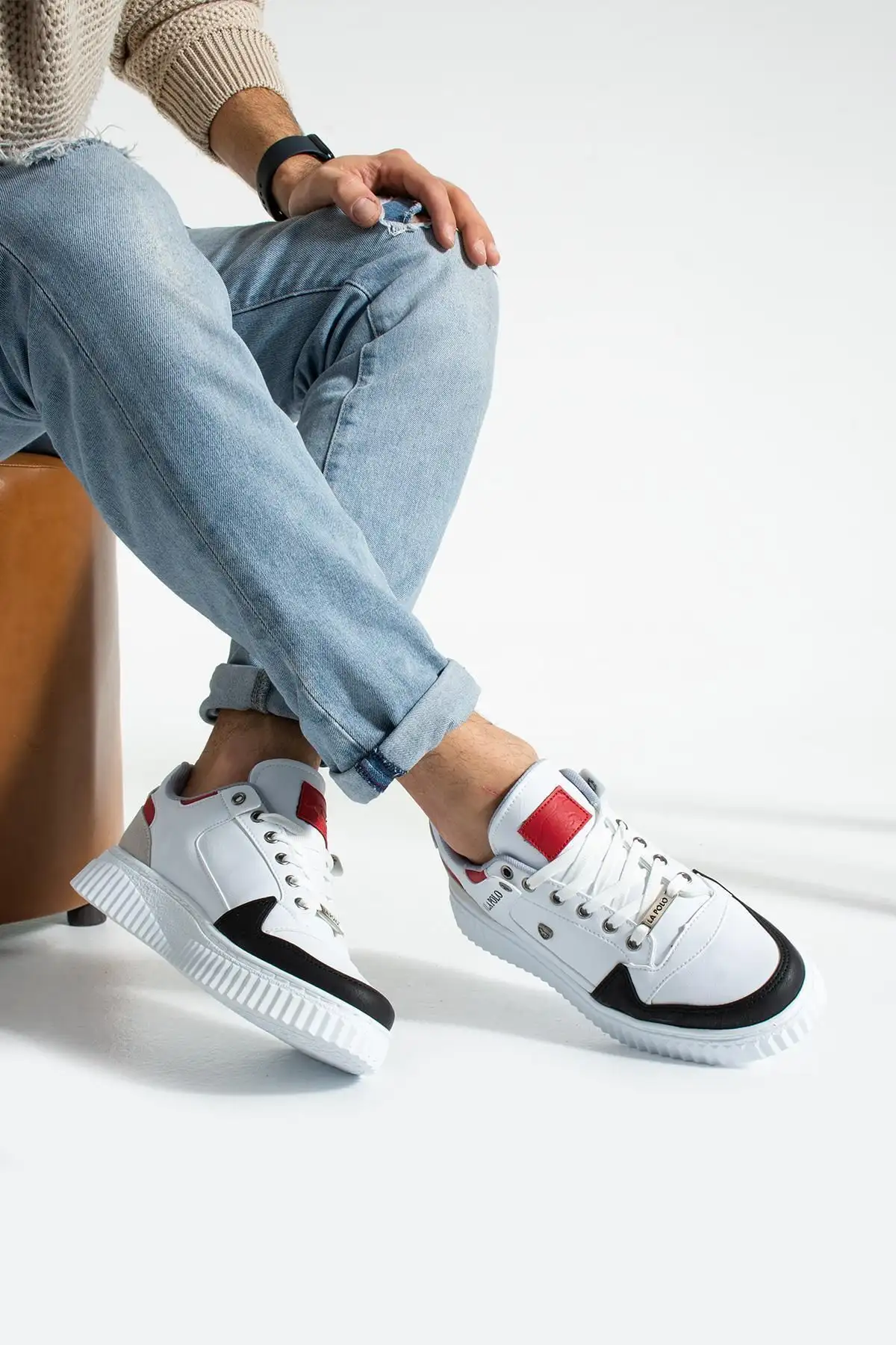 027 سفید یخی مشکی رنگ قرمز زیره سفید کفش اسپرت مردانه کژوال - 2270 027 سفید یخی مشکی رنگ قرمز زیره سفید کفش اسپرت مردانه کژوال - 2270