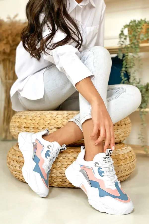 کفش ورزشی سفید آبی زن - 2297