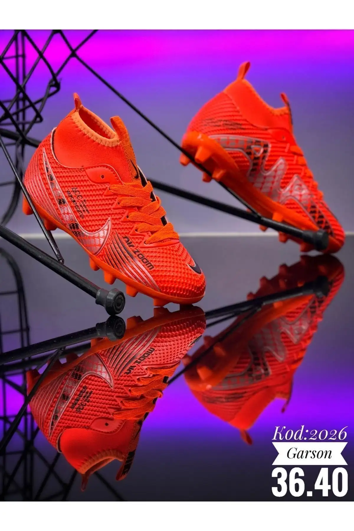 کفش فوتبال بچه گانه با جوراب زرد-سفید-نارنجی - 1474 کفش فوتبال بچه گانه با جوراب زرد-سفید-نارنجی - 1474