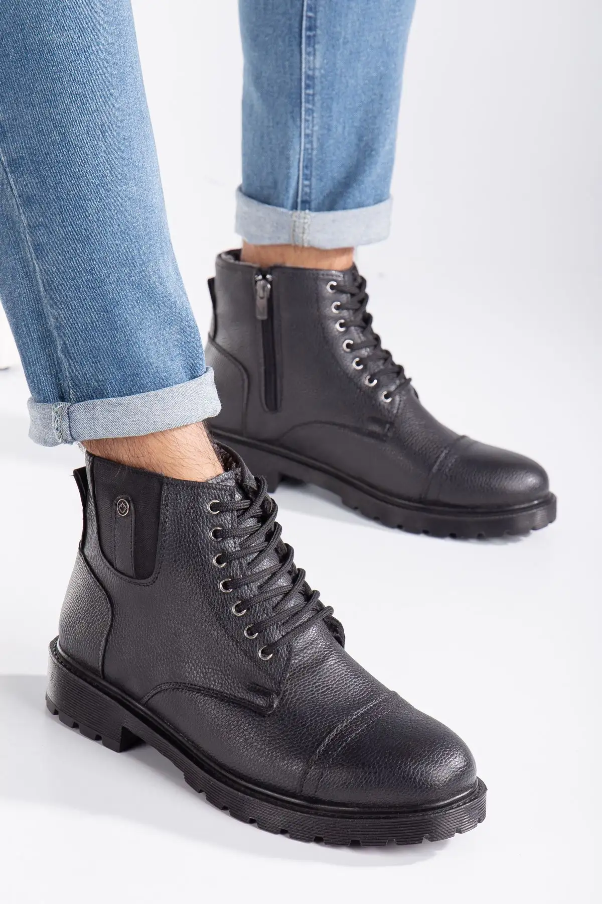 نیم بوت راحت سرد و ضد آب روزانه مشکی زیره لاستیکی تضمینی خزدار - 1883 نیم بوت راحت سرد و ضد آب روزانه مشکی زیره لاستیکی تضمینی خزدار - 1883