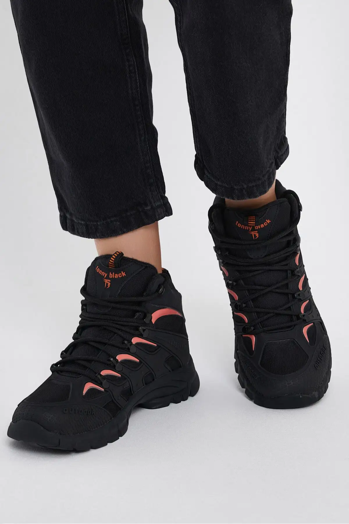 چکمه های یونیسکس نارنجی مشکی راحت و راحت بند دار - 2219 چکمه های یونیسکس نارنجی مشکی راحت و راحت بند دار - 2219