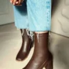 HARMONY PANHIFOR قهوه کشش پاشنه میانی زیپ با زیپ نابینا Boot Botie - 2395