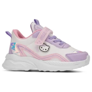 کفش کتانی دخترانه صورتی یاسی روزانه لاستیکی با بند هولوگرام Velcro Hello Kitty Shoes 1907 - 1616