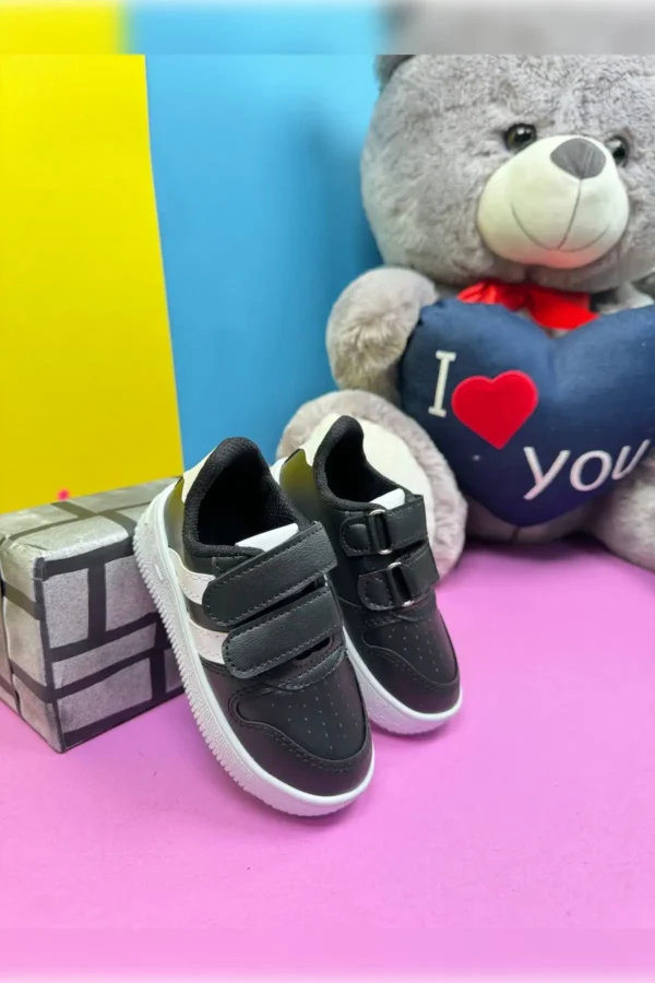 کفش کتانی بچه گانه روزانه Unisex Velcro سبک ضد لغزش کفش ورزشی مشکی راحت 100 - 1434