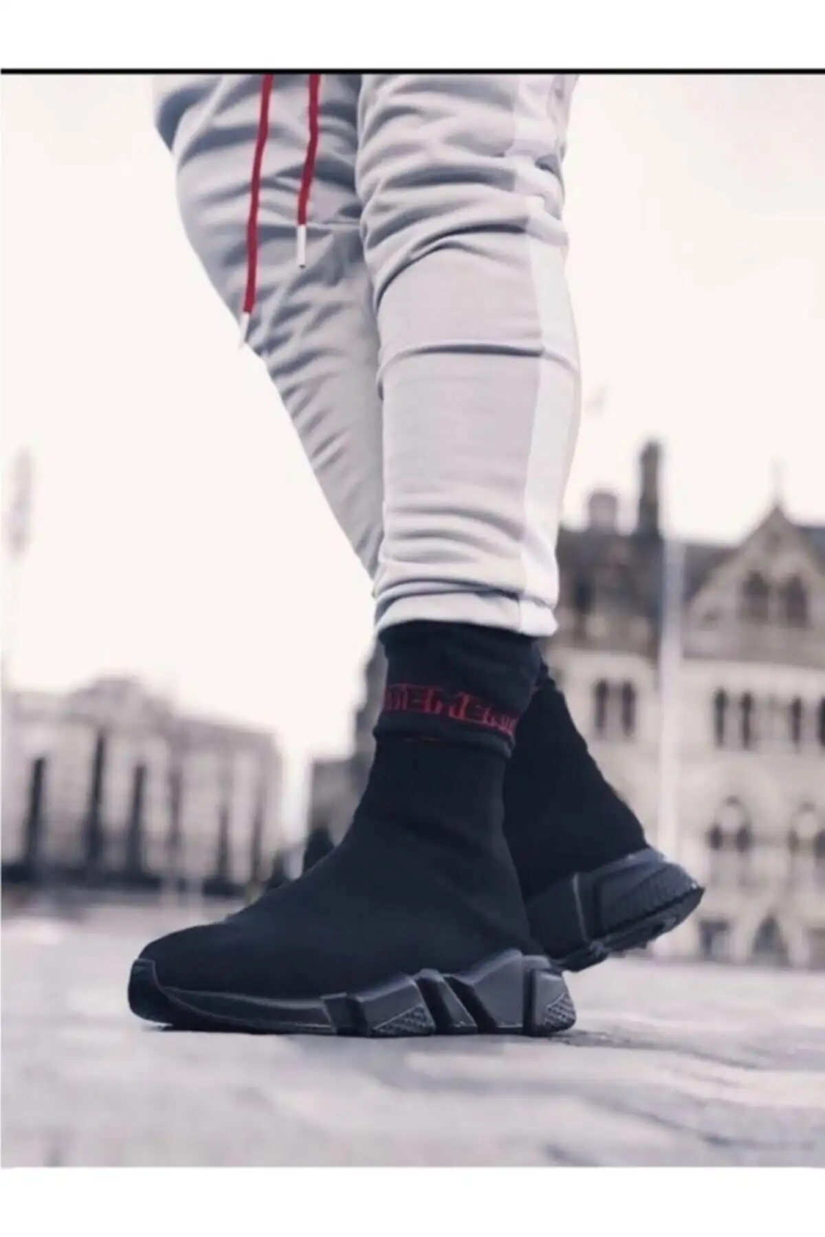 مشکی - کفش کتانی یونیسکس زیره بلند با جوراب - 2209 مشکی - کفش کتانی یونیسکس زیره بلند با جوراب - 2209