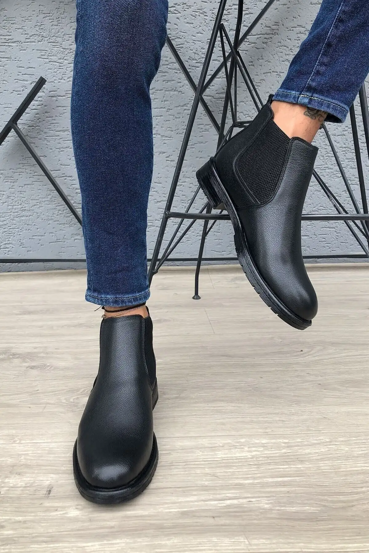 چکمه مردانه چلسی گاه به گاه مشکی چرم مصنوعی - 1882