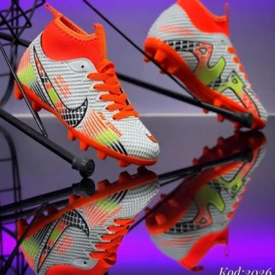 کفش فوتبال بچه گانه با جوراب زرد - سفید - نارنجی - 1638