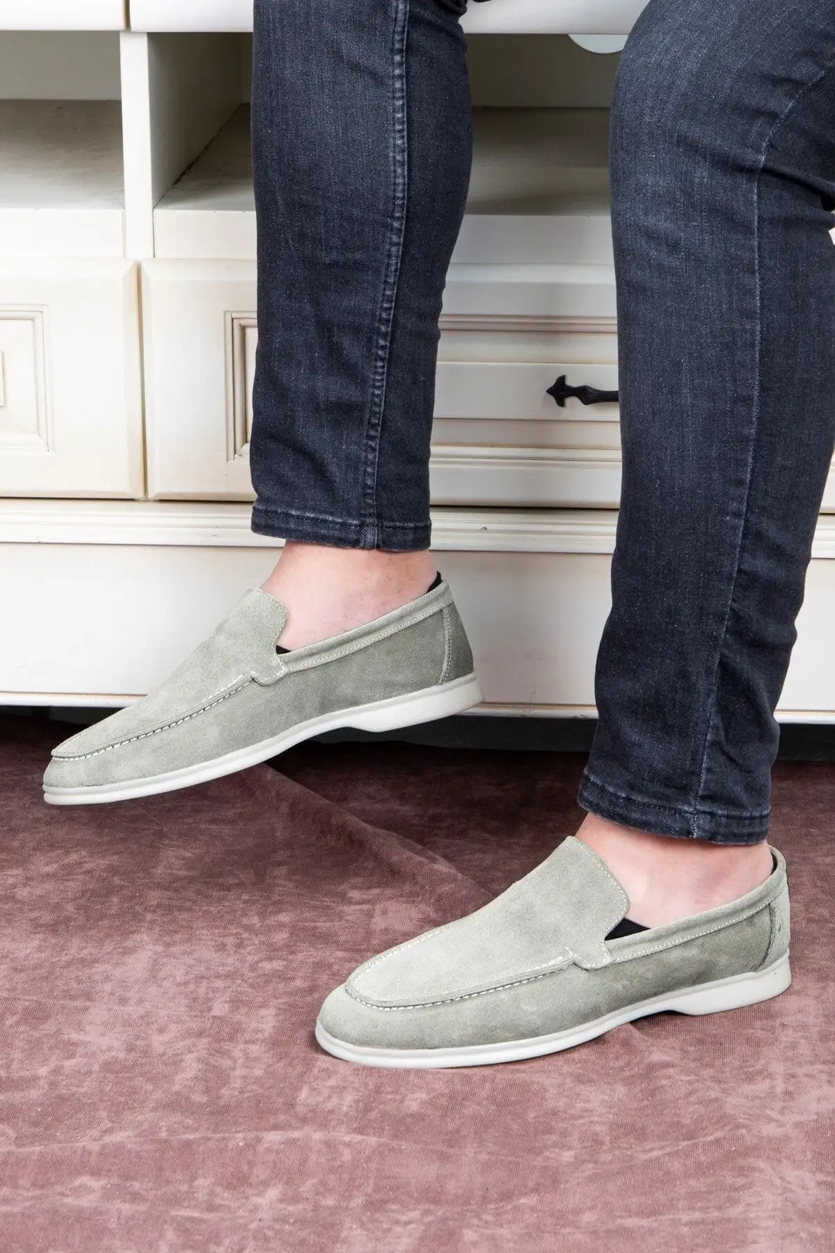 کفش راحتی مردانه چرم طبیعی Facile Seede Leafer Shoes Sand Beige - 1880