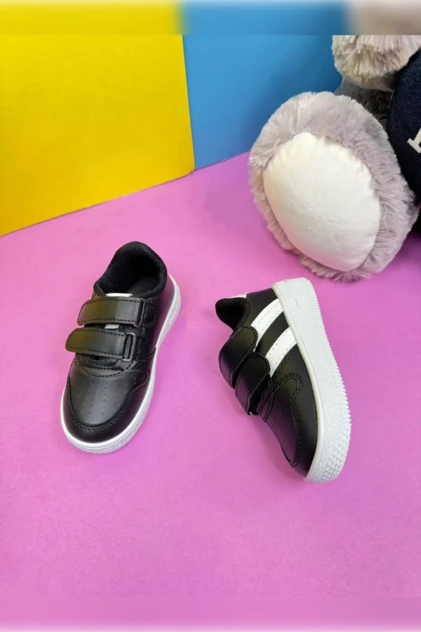 کفش کتانی بچه گانه روزانه Unisex Velcro سبک ضد لغزش کفش ورزشی مشکی راحت 100 - 1434