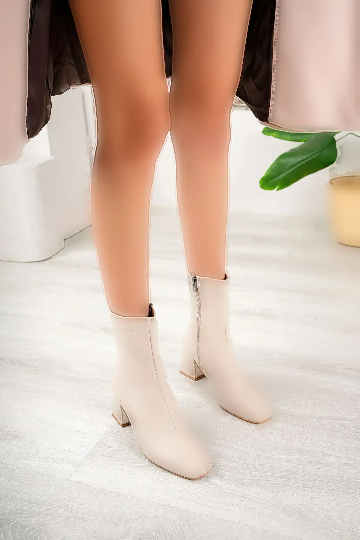 زن پاشنه های متوسط ​​کشش بژ زنانه - 2383