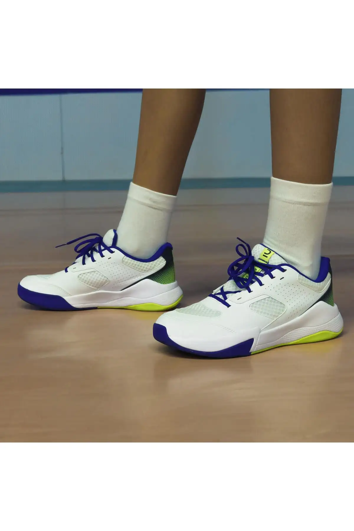 کفش والیبال بزرگسالان - سفید / آبی / زرد نئون - راحتی - 1797 کفش والیبال بزرگسالان - سفید / آبی / زرد نئون - راحتی - 1797