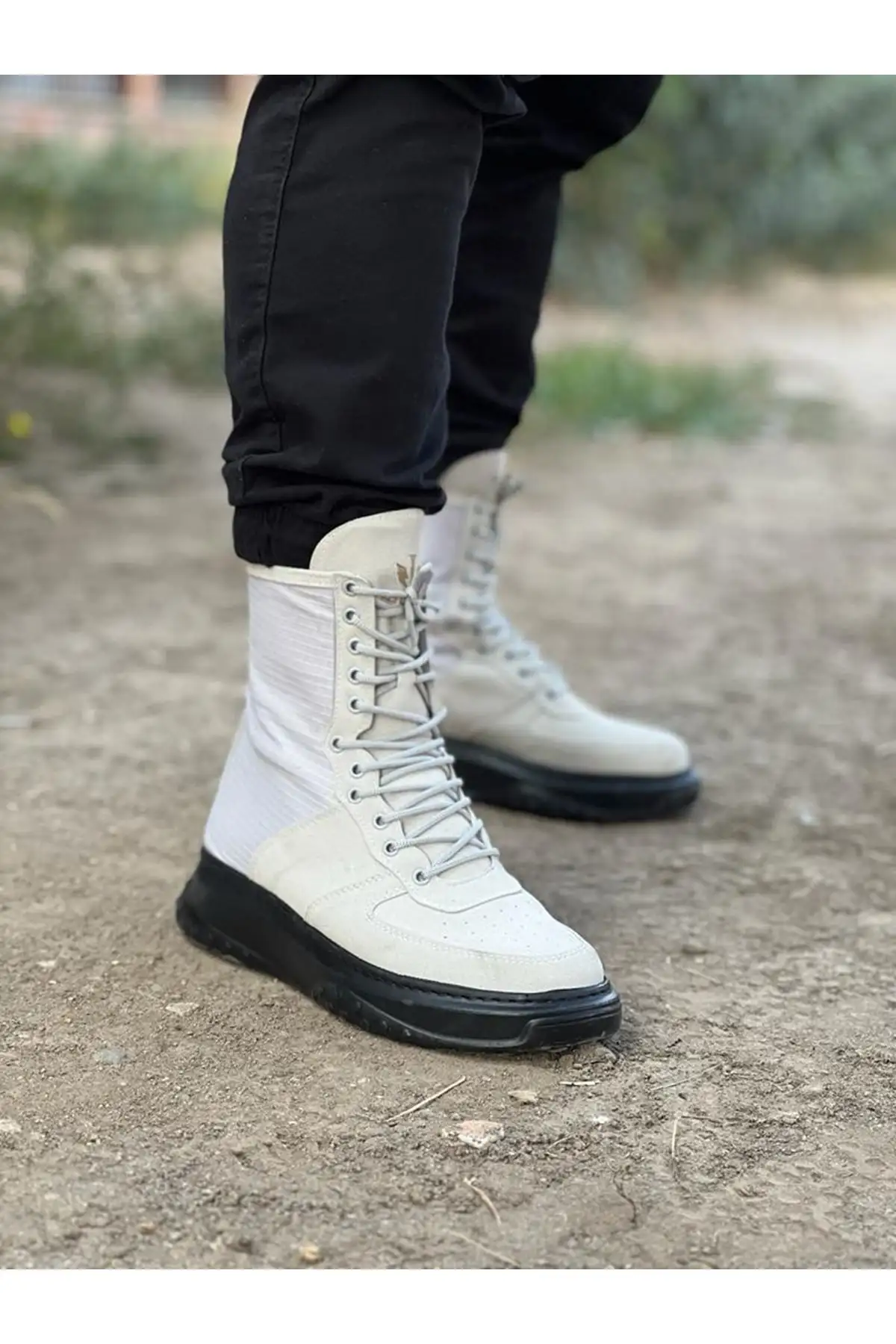 چکمههای بند بلند جیر زغالی Wg012 - 2188 چکمههای بند بلند جیر زغالی Wg012 - 2188