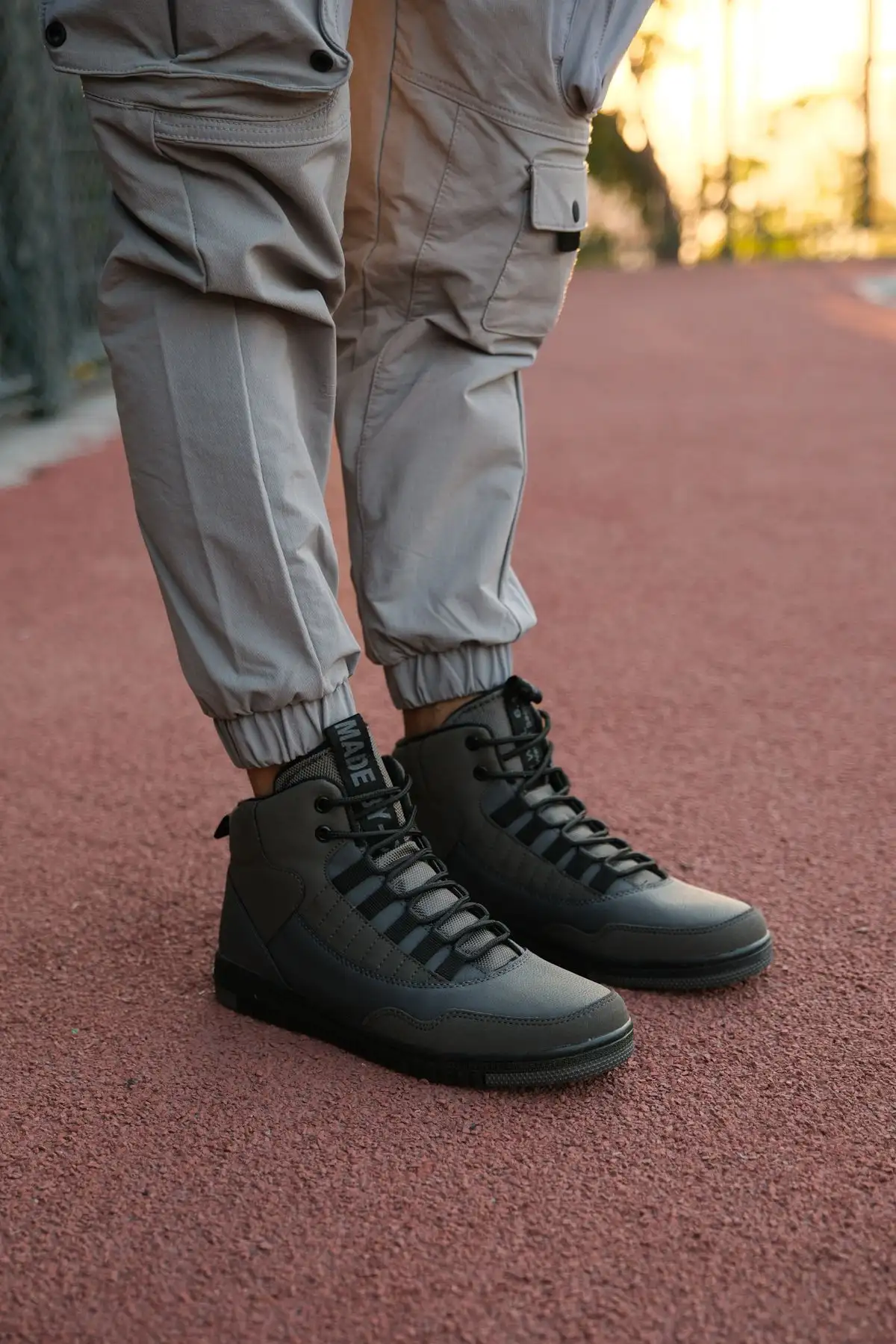 چکمه کتانی مردانه مشکی خاکستری 00122262 - 2185