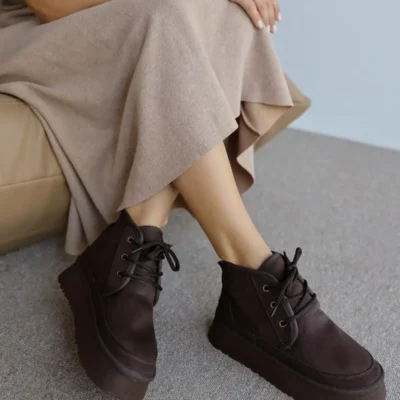 Heribo Brown Woolen Base Lace -up Boat - 2393