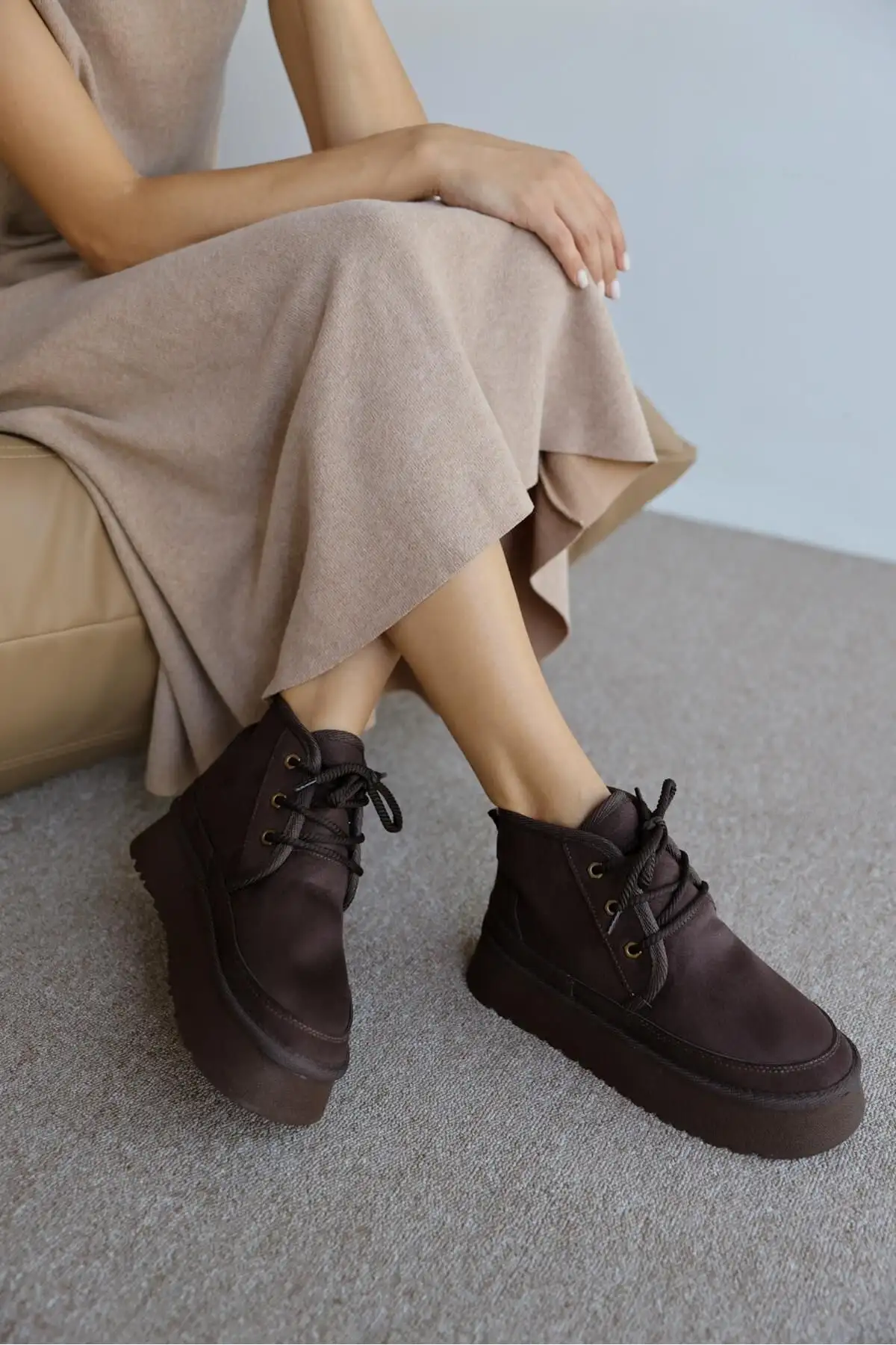 Heribo Brown Woolen Base Lace -up Boat - 2393 Heribo Brown Woolen Base Lace -up Boat - 2393