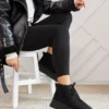 Heribo Black با قایق توری پایه ضخیم پشمی - 2394