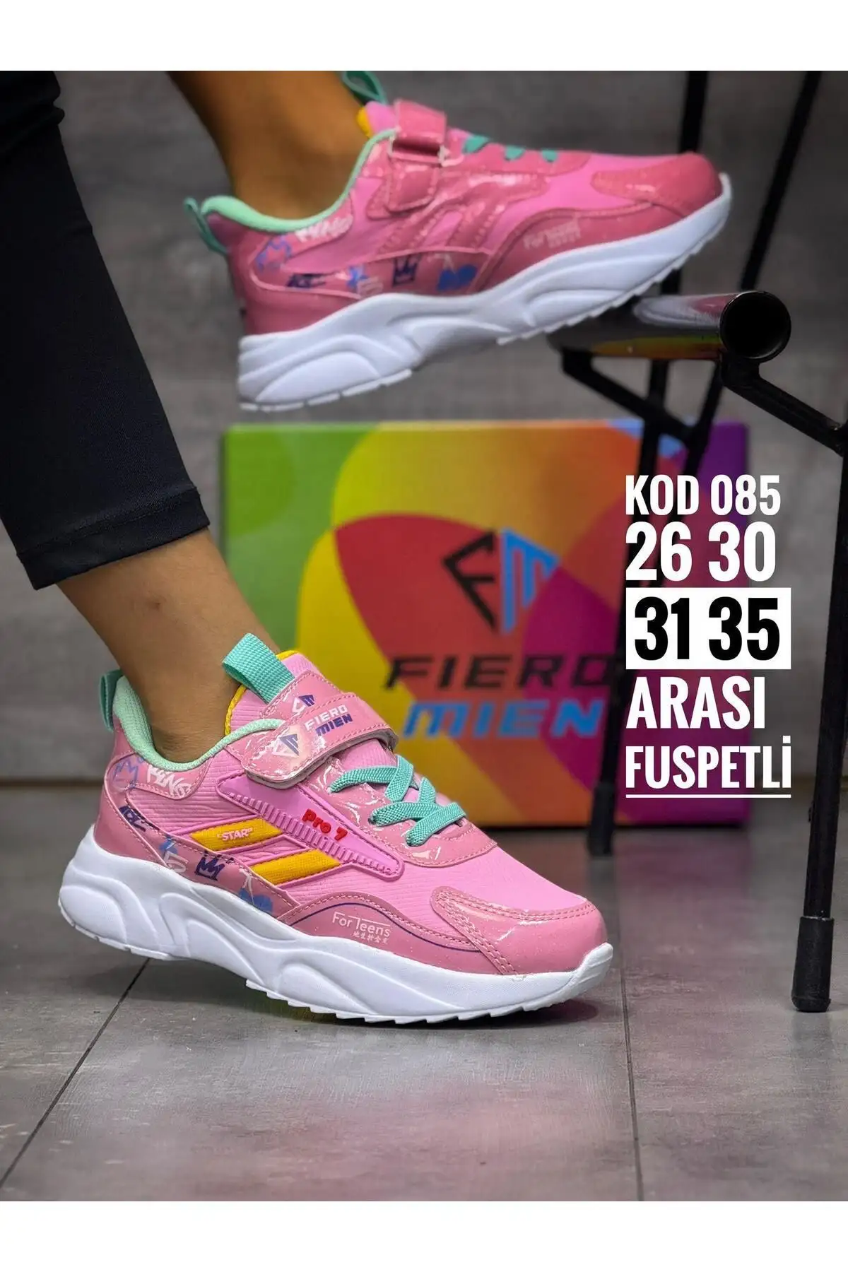 کفش اسپرت کفی نواری بچه گانه Faylon-صورتی - 1525 کفش اسپرت کفی نواری بچه گانه Faylon-صورتی - 1525