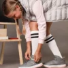 27758 Velcro High Top Gray - Sneaker دخترانه صورتی سالمون، کفش اسپرت گاه به گاه - 1550