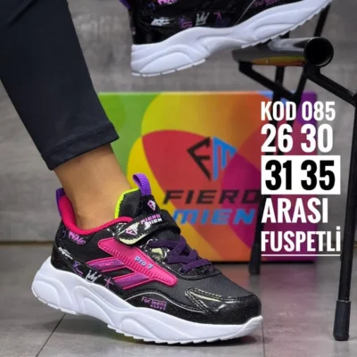 کفش ورزشی کفی بچه گانه Faylon Black-Fuji - 1502