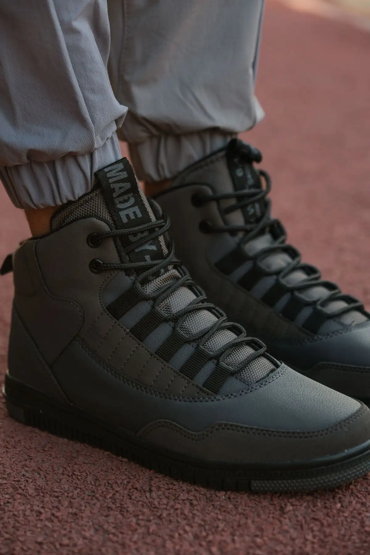 چکمه کتانی مردانه مشکی خاکستری 00122262 - 2185