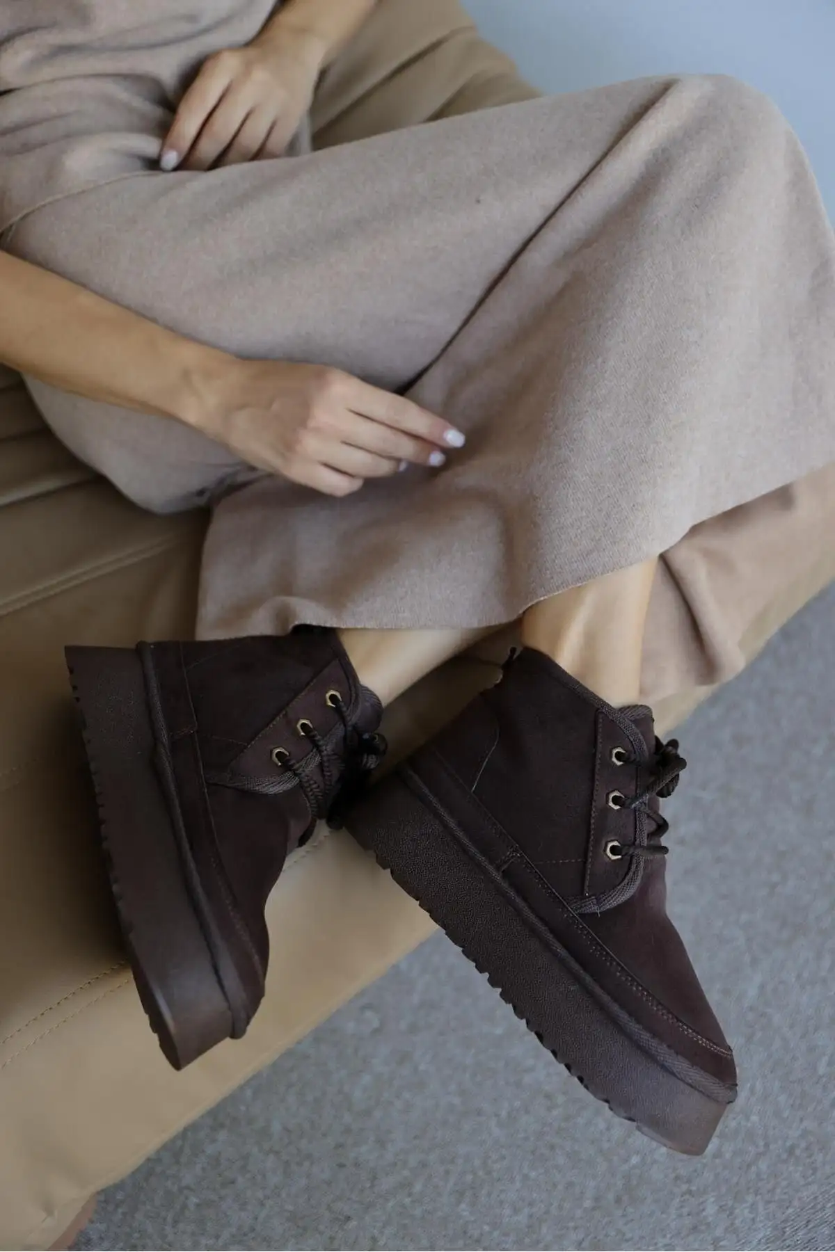 Heribo Brown Woolen Base Lace -up Boat - 2393 Heribo Brown Woolen Base Lace -up Boat - 2393