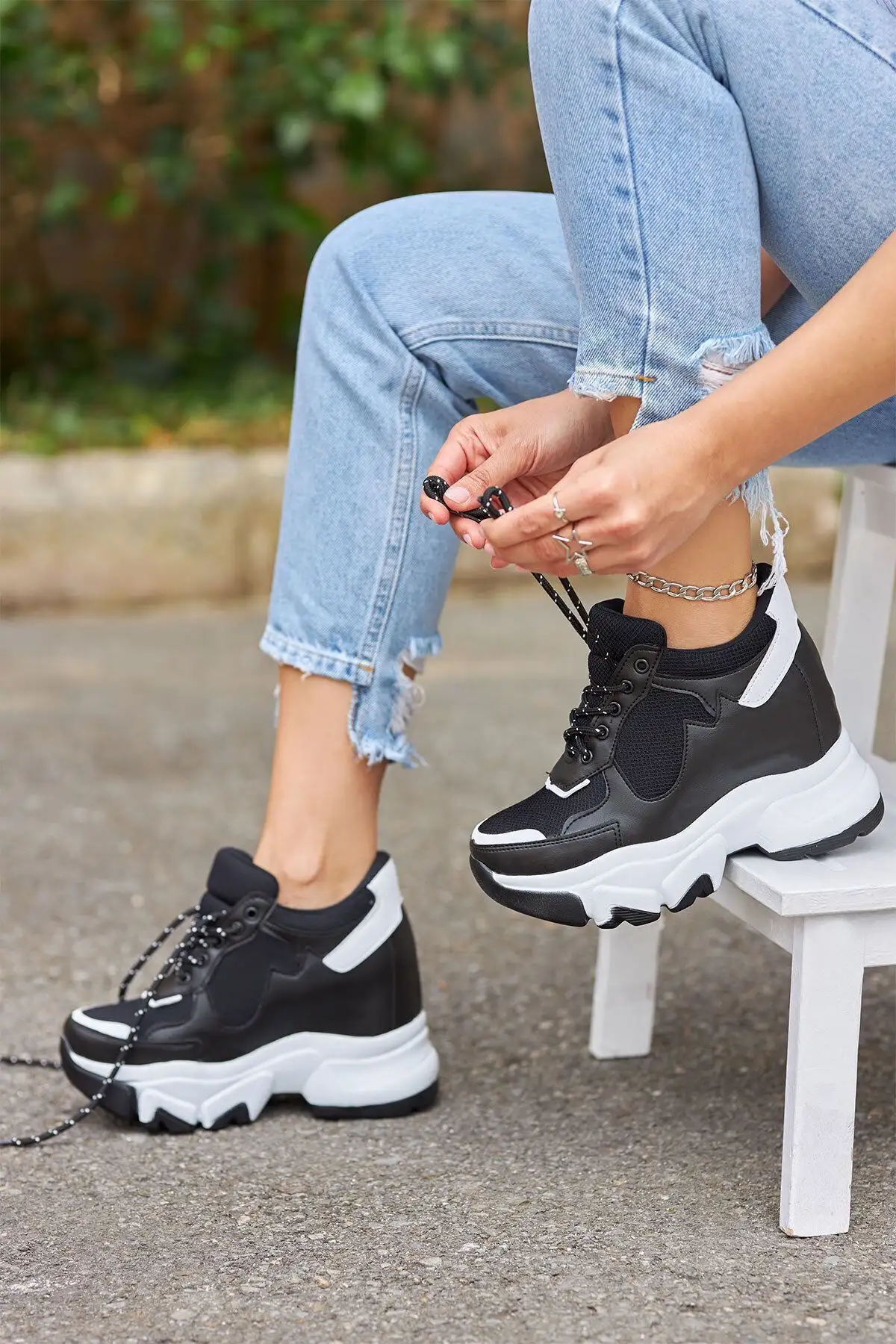 پاشنه های پر شده سیاه Aleso با کفش ورزشی ضخیم زنان کفش ورزشی - 2249 پاشنه های پر شده سیاه Aleso با کفش ورزشی ضخیم زنان کفش ورزشی - 2249