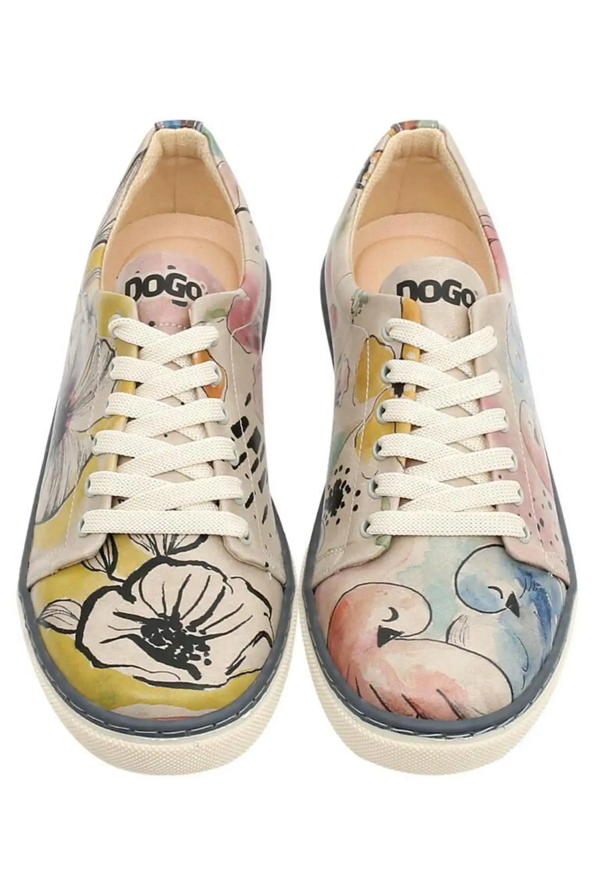 کفش کتانی چند رنگ چرم وگان زنانه - طرح یک جفت کبوتر - 2289 کفش کتانی چند رنگ چرم وگان زنانه - طرح یک جفت کبوتر - 2289