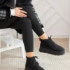 Heribo Black با قایق توری پایه ضخیم پشمی - 2394
