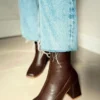 HARMONY PANHIFOR قهوه کشش پاشنه میانی زیپ با زیپ نابینا Boot Botie - 2395