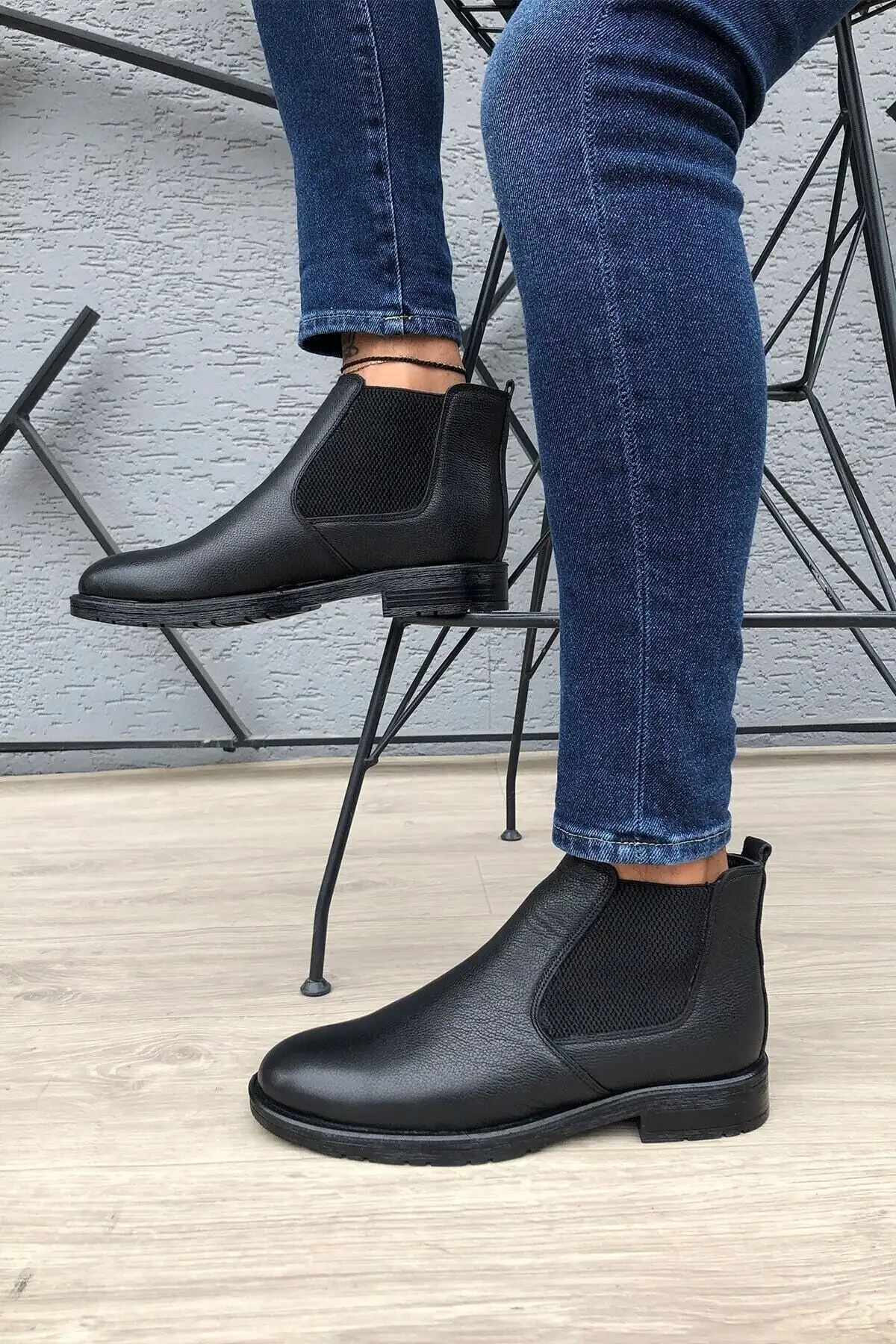 چکمه مردانه چلسی گاه به گاه مشکی چرم مصنوعی - 1882