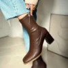 HARMONY PANHIFOR قهوه کشش پاشنه میانی زیپ با زیپ نابینا Boot Botie - 2395