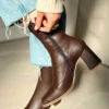 HARMONY PANHIFOR قهوه کشش پاشنه میانی زیپ با زیپ نابینا Boot Botie - 2395