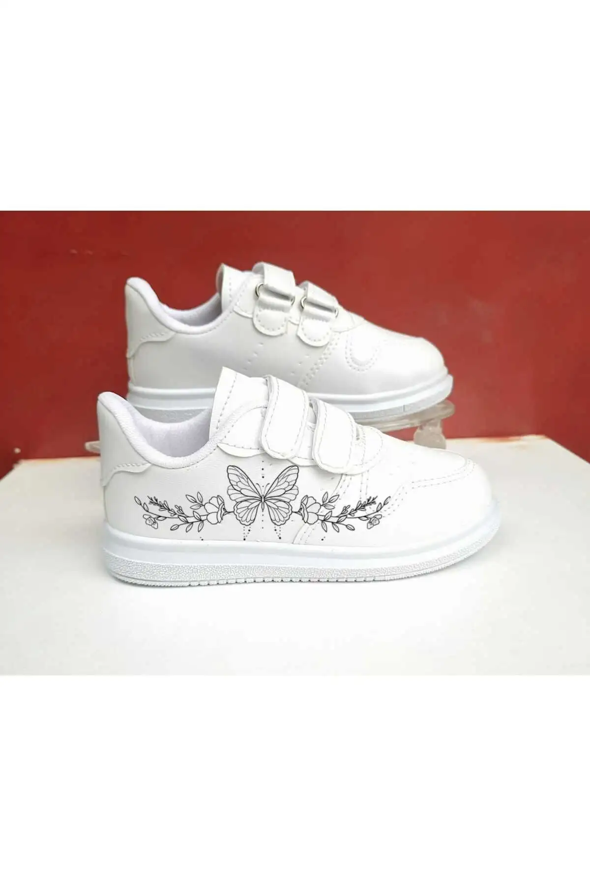 کفش اسپرت دخترانه با چاپ پروانه کفش کتانی مدرسه (مرتب باریک روشن) - 1579